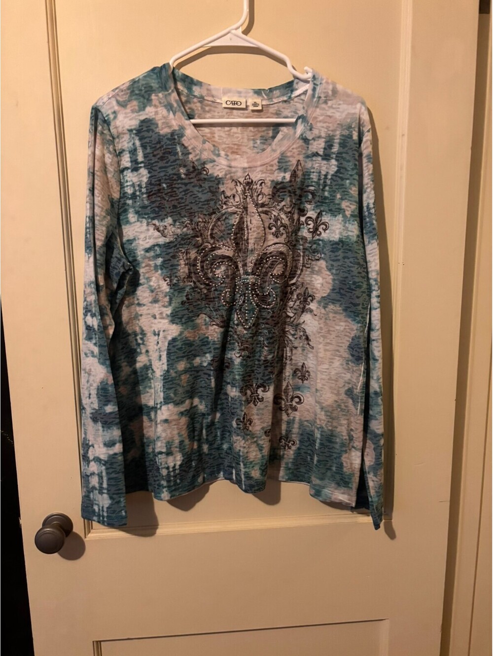 Cato blue print embellished top XL